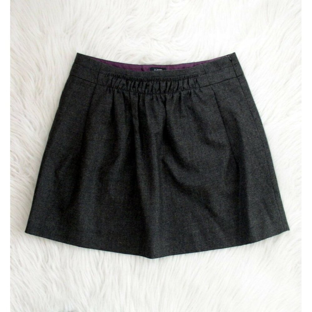 J Crew Womens Shirred Wool Skirt Gray Short Aline